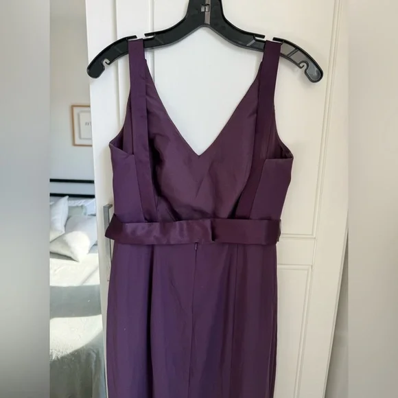 Plum V-Neck Vera Wang Bridesmaid Dress - Picture 3 of 5